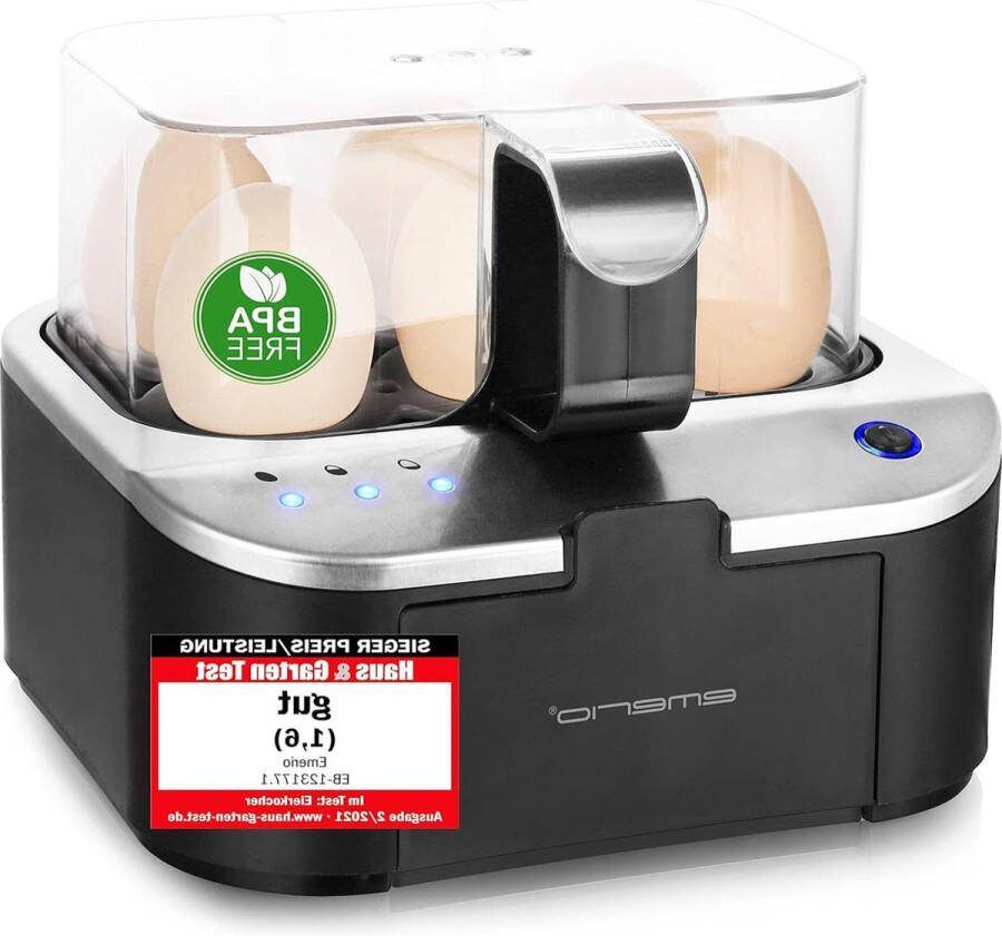 Eierkoker EMERIO Talking egg cooker kookniveaus zacht middel hard BPA-vrij EB-123177.1 Eierkoker