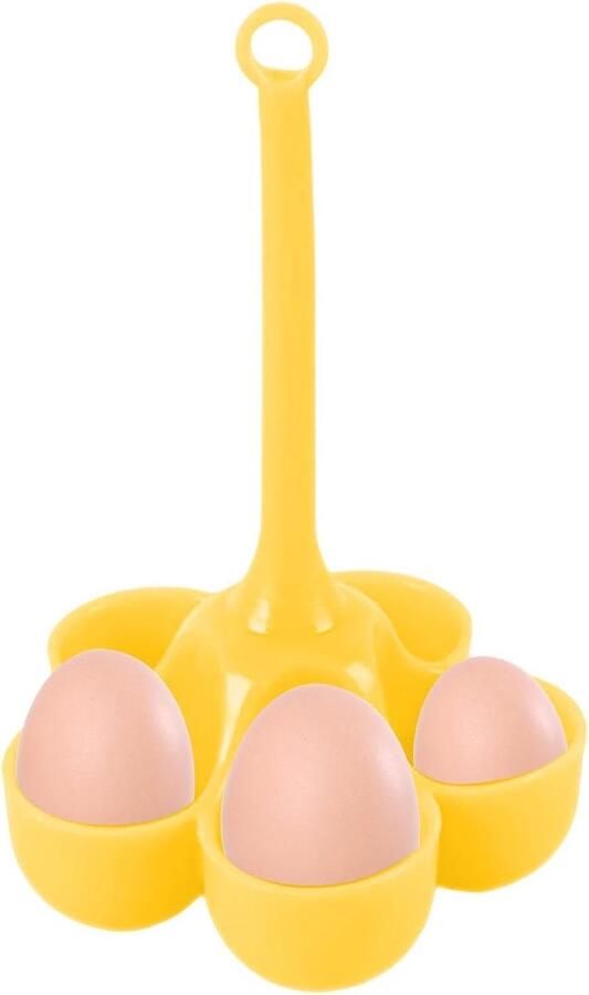 Eierkoker Houder Stoomrek Ontbijt Maken Hittebestendig Silicone 5 Eieren Geel
