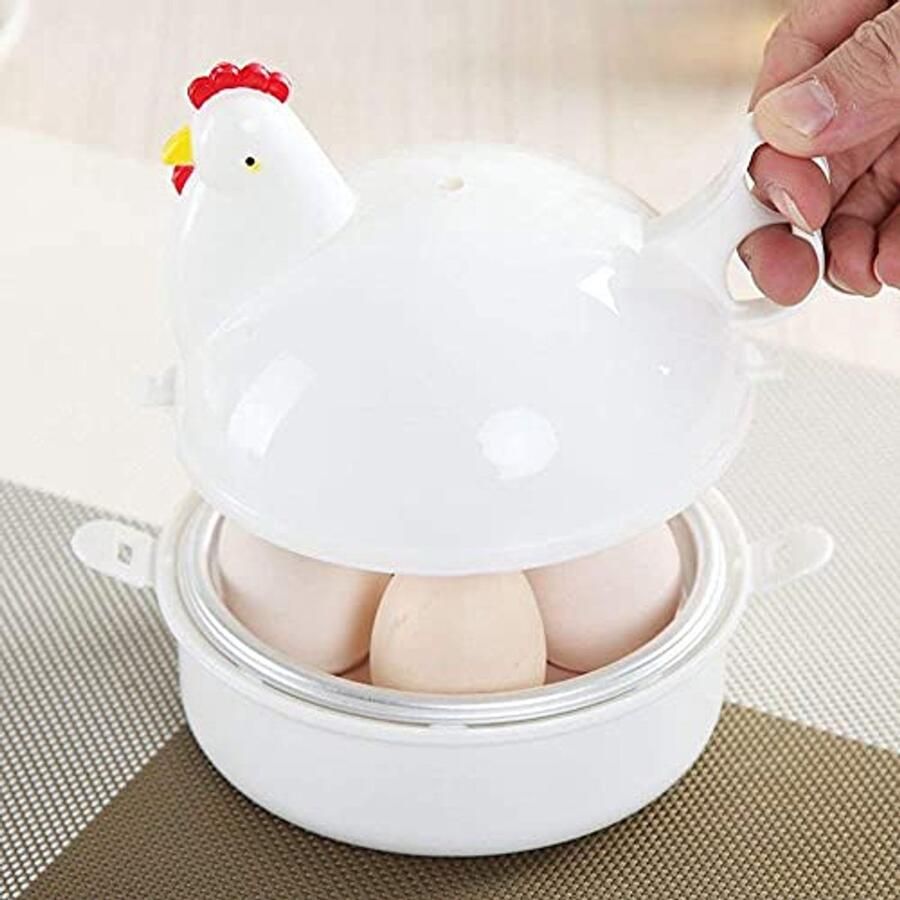 Eierkoker Kip vorm Eieren Koken Magnetron Geschikt Voor 4 Eieren Wit
