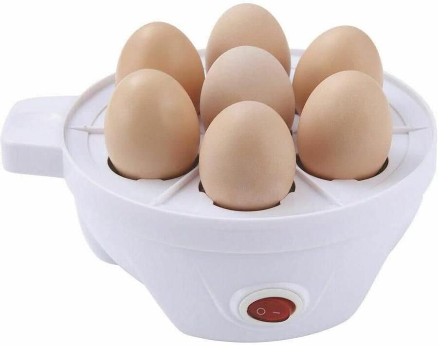 Eierkoker Kookapparaat Ontbijt Maken Compact Design 7 Eieren Wit