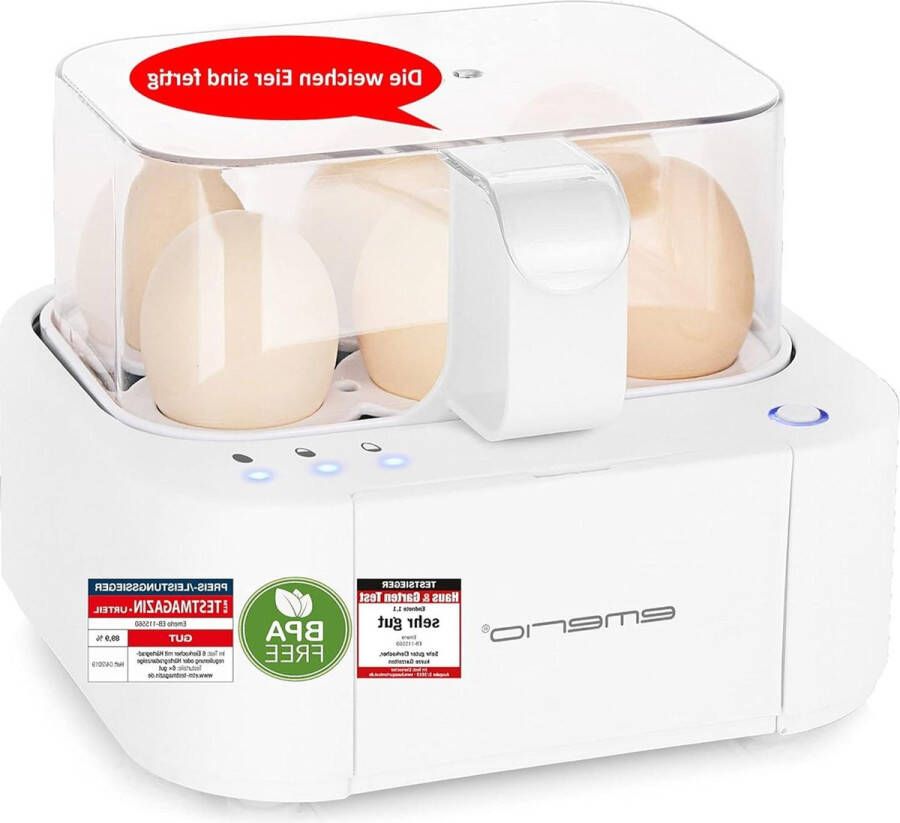 Eierkoker kookt alle drie gaarstanden zacht-medium-hard in slechts één kookproces met perfect resultaat en spraakopdracht uniek in technologie en design model 2022