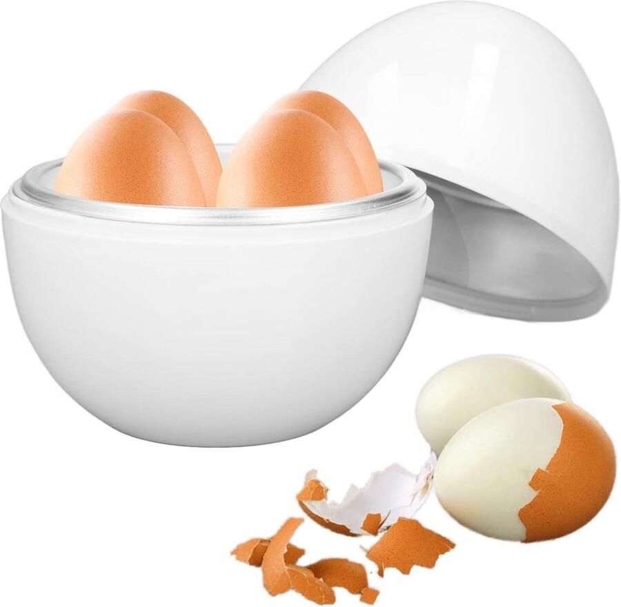 Eierkoker Magnetron Ei Maker Snel Ontbijt Voor 4 Eieren 15x13x13 cm Wit