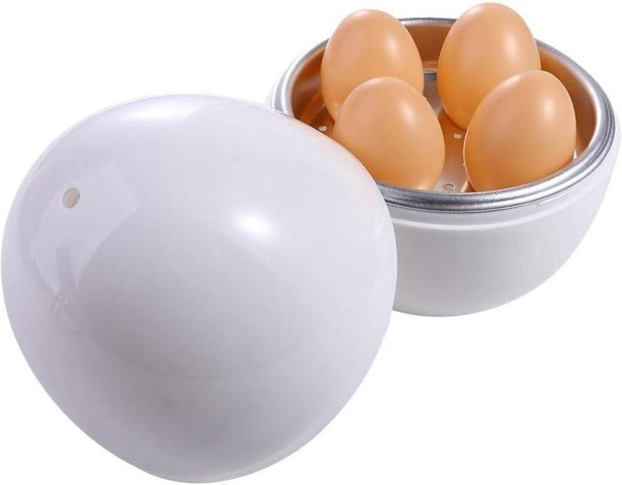 Eierkoker Magnetron Ei Steamer Ontbijt Koken 4 Eieren Tegelijk 17 x 15 cm Wit