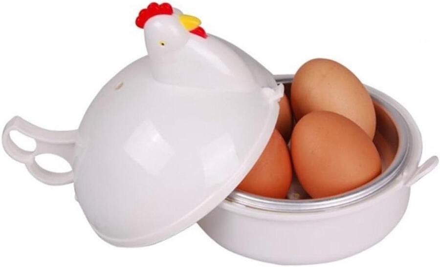 Eierkoker Magnetron Keuken Tool Eieren Koken Kip Vorm Voor 4 Eieren Wit
