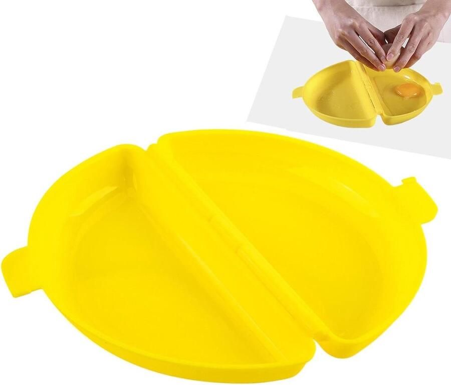 Eierkoker Magnetron Omeletmaker Stoomkoker Snel Ontbijt Maken Siliconen Hittebestendig 21 x 13 x 5.7 cm Wit