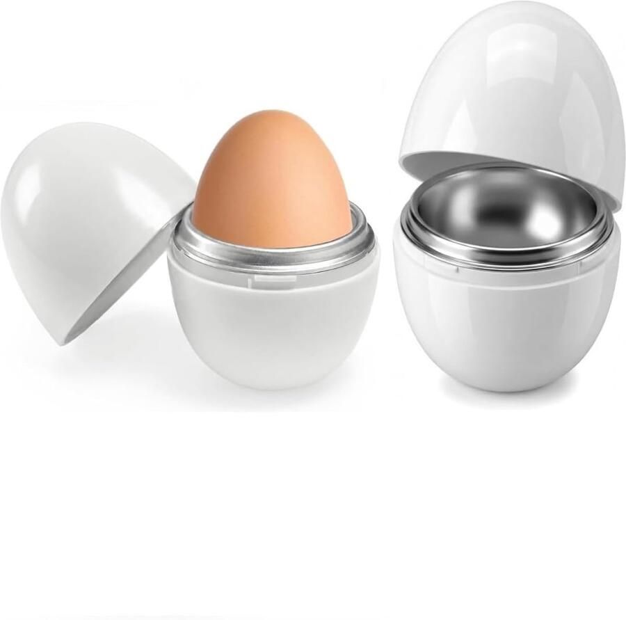 Eierkoker magnetron set van 2 aluminium voor zachte en hardgekookte eieren ideaal voor ontbijt ShopVlot