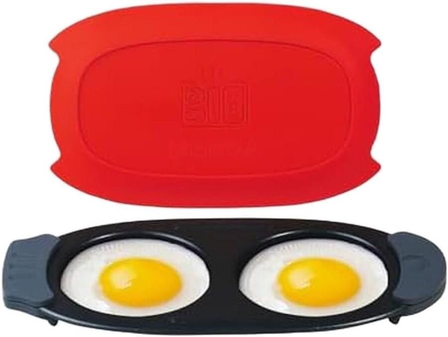 Eierkoker Magnetron Snel Eieren Koken Ontbijt Maken Dubbele Kookzones 20x10x3cm Rood
