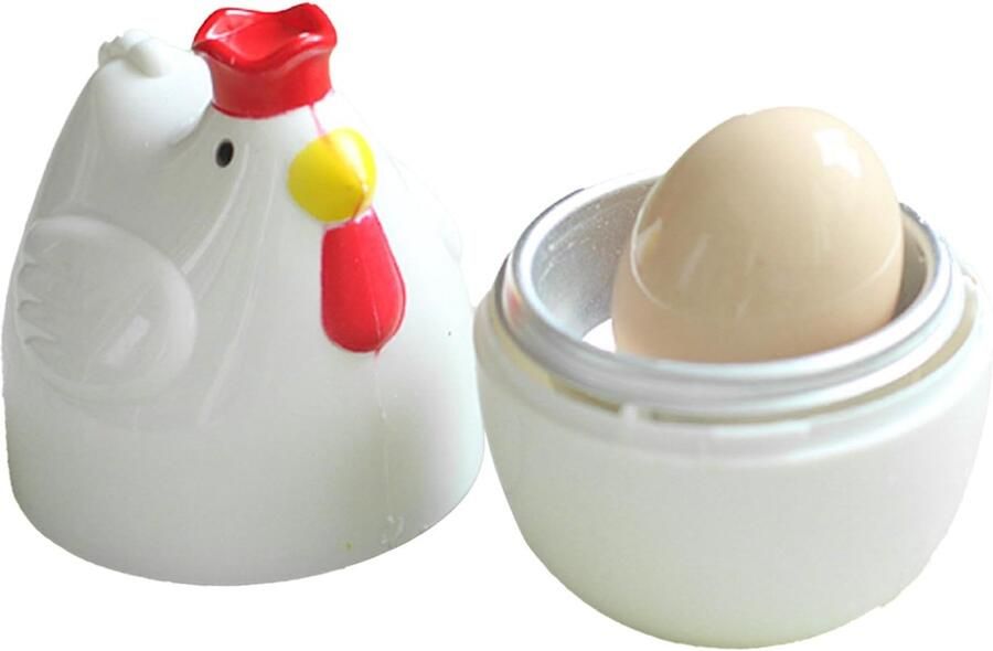 Eierkoker Magnetron Snelle Ontbijtmaker Compact Koken Uniek Kip Design 6.8x7x11.5cm Wit