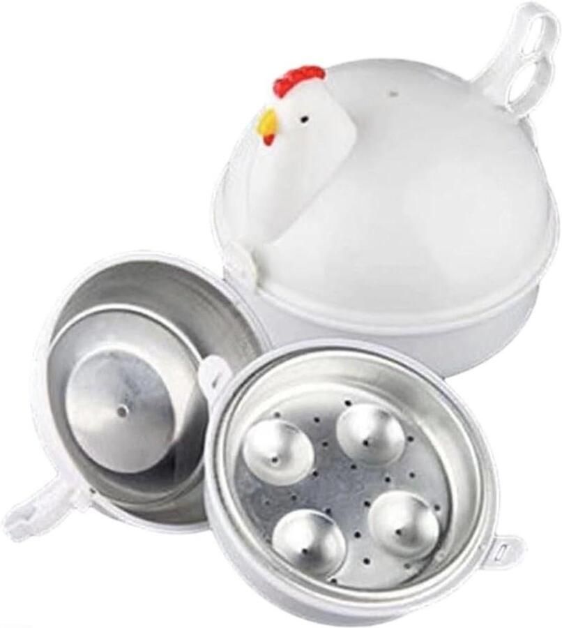Eierkoker Magnetron Stoomkoker Eieren Snel Eieren Koken Afneembare Koker 14 x 14 x 14 cm Wit