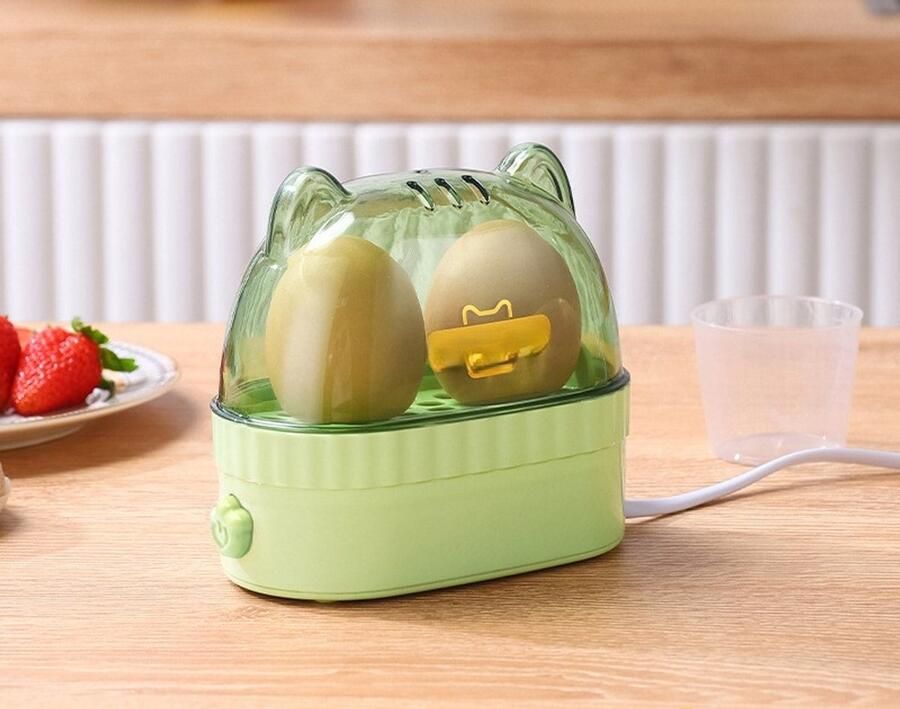 Eierkoker met timer eierkoker electrisch eierkoker je kunt twee eieren koken eierwekker snel draagbaar & automatische Uitschakeling Voor Keuken & Studentenkamer -groen
