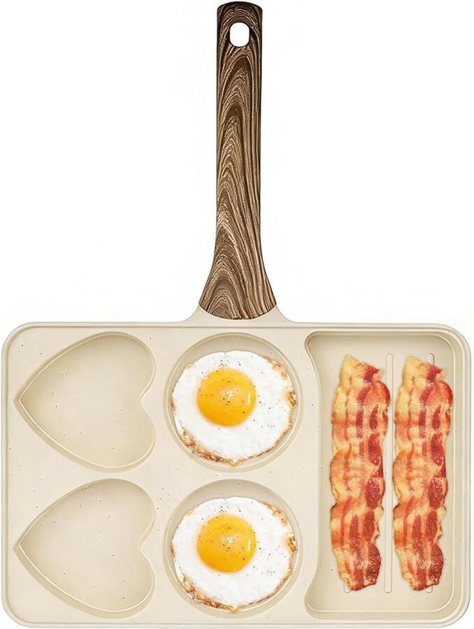 Eierkoker Multifunctioneel Ontbijtmachine Koekenpan Ochtendkoken Versnellen Antiaanbaklaag 28 x 36 x 4 cm Zilver