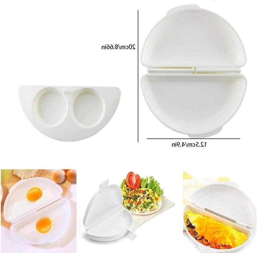 Eierkoker Omelet Pan Ontbijt Maken Magnetron Geschikt 21 x 12 x 5 cm Wit