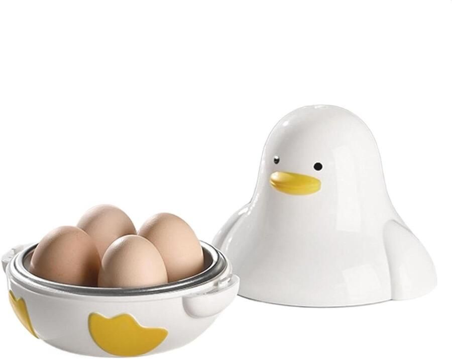 Eierkoker Ontbijt Maker Snelle Maaltijden Eend Vorm 4 Eieren Wit