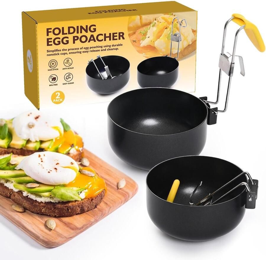 Eierkoker Pan Ontbijt Pan Gepocheerde Eieren Maken Antiaanbaklaag Vouwhandvat 14.8 x 7.9 cm Zwart