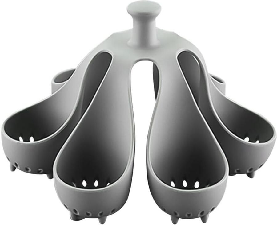 Eierkoker Rack Kookhouder Eieren Stomen Hittebestendig Silicone 6 Eieren Grijs