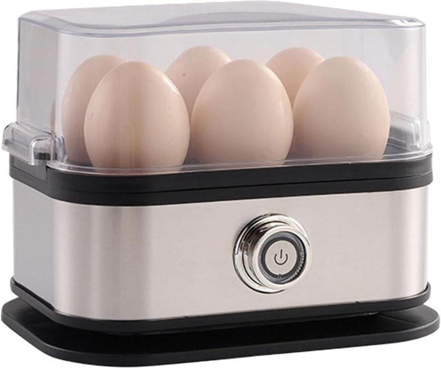 Slimme Eierkoker RVS Eieren Koken Automatische Sluiting 6 Eieren Zilver