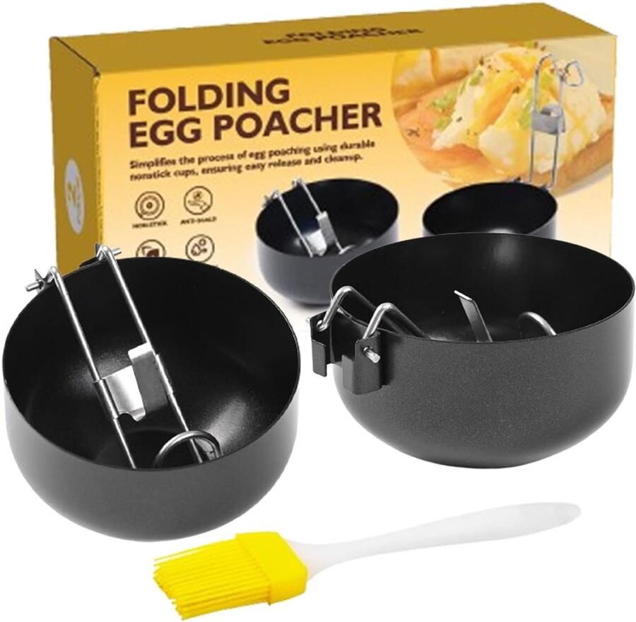 Eierkoker Set Keuken Accessoire Ontbijt Maken Antiaanbaklaag Compact Formaat Zwart