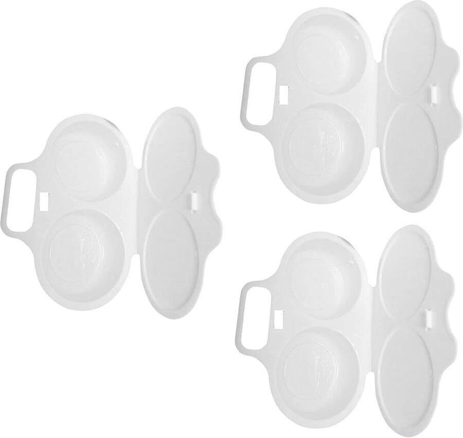 Eierkoker Set Magnetron Koken Snel Ontbijt Multifunctioneel Stomen 3 Stuks Wit
