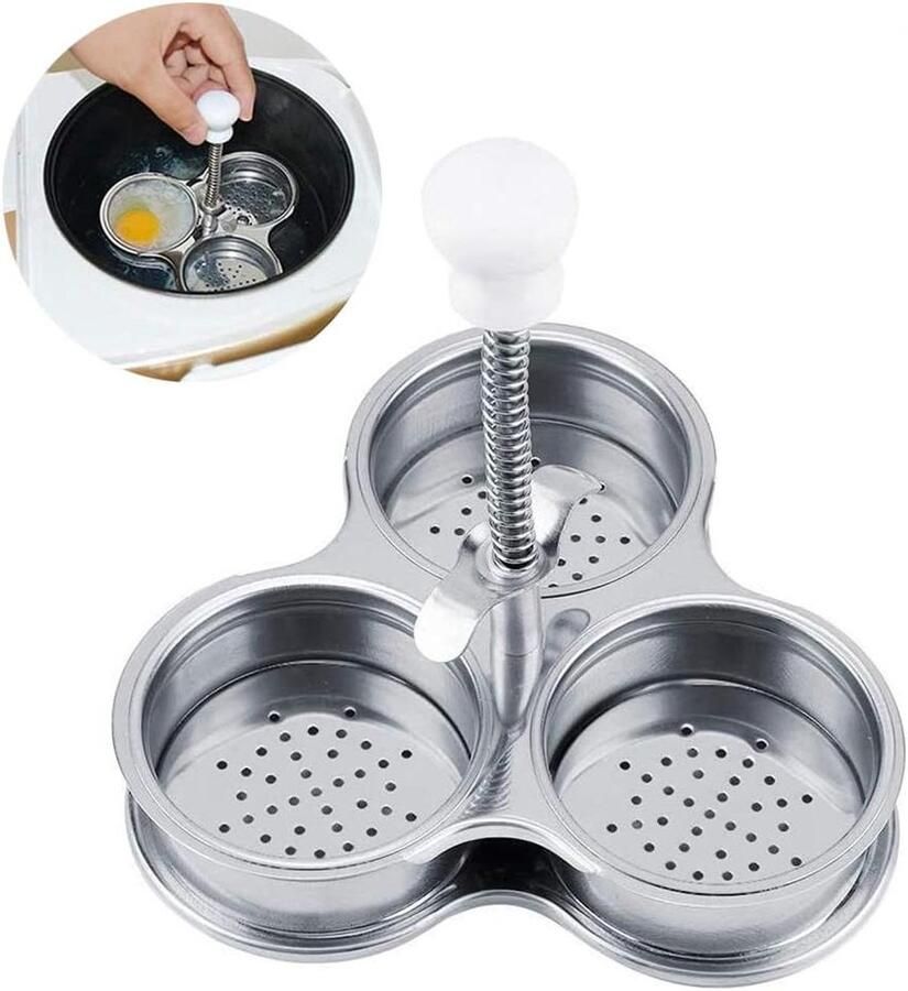 Eierkoker Stoomboot Keukengadget Snel Eieren Koken 3 Compartimenten 15.5 cm Zilver