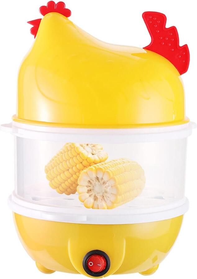 Eierkoker Stoompan Kippen Design Ontbijt Bereiden Dubbele Laag Structuur 158 x 158 x 218 cm Geel