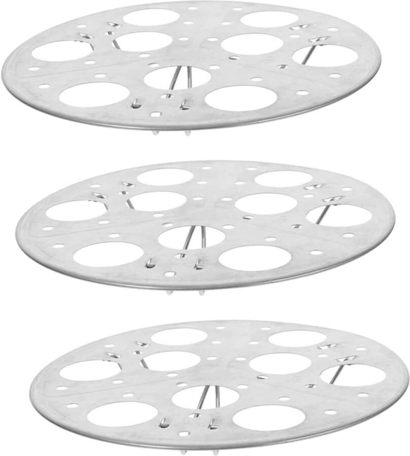 Eierkoker Stoomrek Eierhouder Multifunctioneel Gezond Koken Verhoogd Ontwerp 17cm Set van 3 Zilver