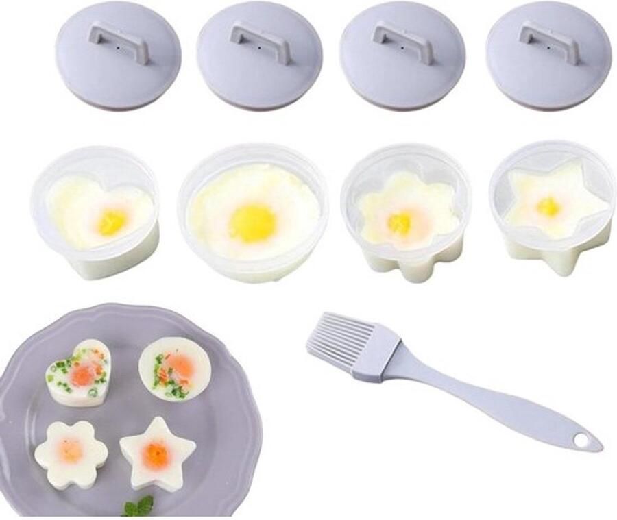 Eierkoker van Siliconen Gepocheerde Eierhouders Eieren Koken Non-stick Coating 7.5 cm Grijs