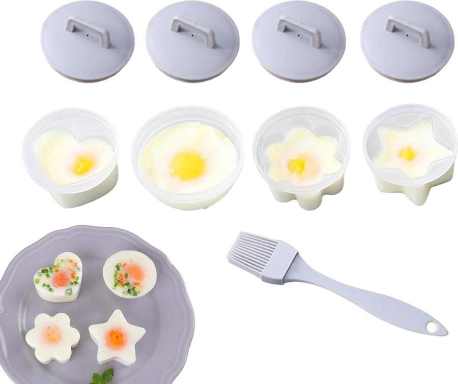Eierkoker van Siliconen Gepocheerde Eierhouders Eieren Koken Non-stick Coating 7.5 cm Grijs