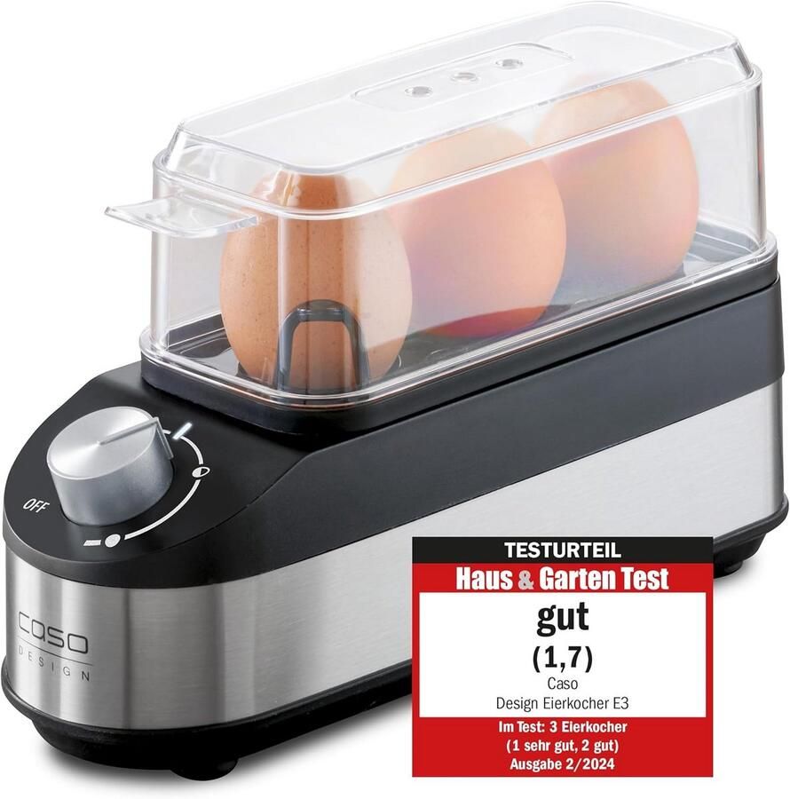 Eierkoker voor 1 2 of 3 Eieren met Traploze Hardheidsregelknop