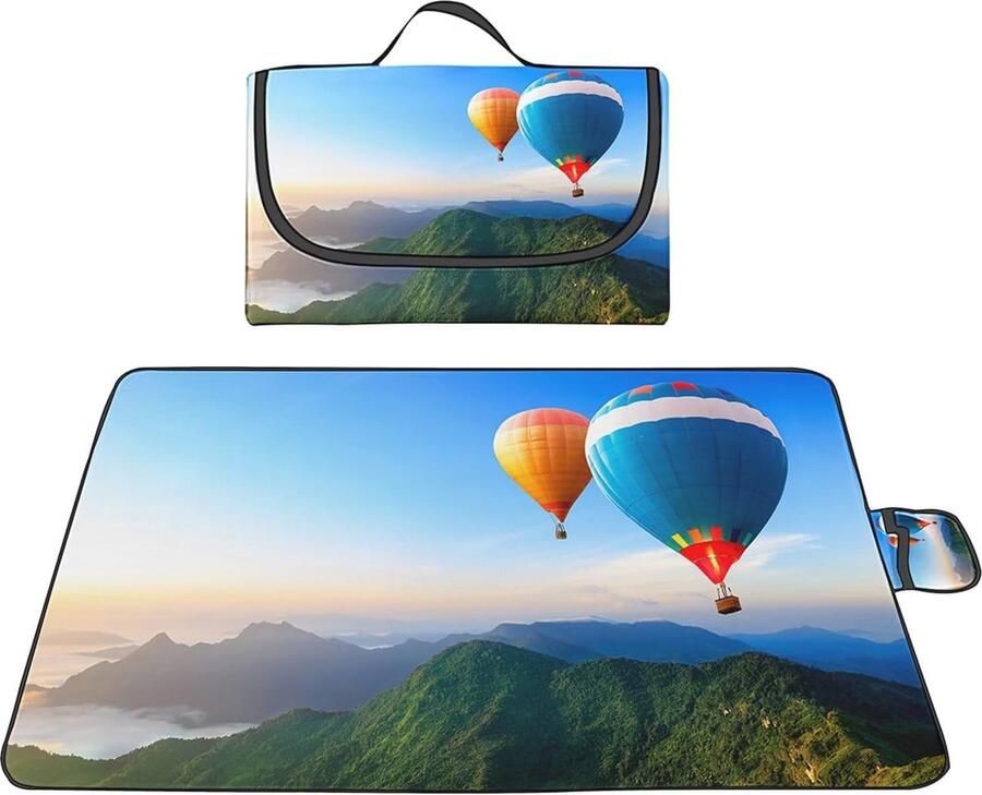 Grote waterdichte picknickdeken 200 x 300 cm met draaggreep Machinewasbaar ideaal voor buitenactiviteiten kamperen en strand - Foto 3