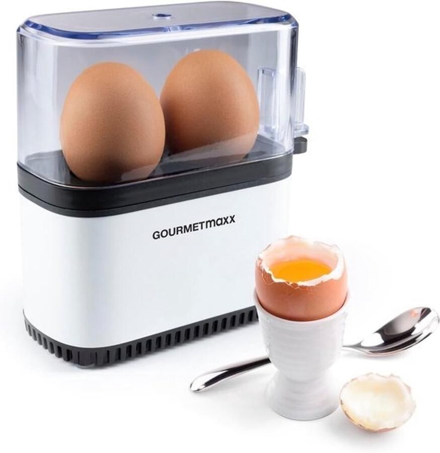 Eierkoker voor 2 eieren compact met eierprikker en 3 hardheidsgraden