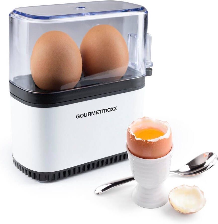 Eierkoker voor 2 eieren Compacte eierboiler met eierprikker en 3 hardheidsgraden