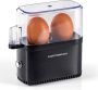 Eierkoker voor 2 eieren energiebesparend eenvoudige bediening perfect ontbijteieren maatbeker en eierprikker compact design BPA-vrij zwart - Thumbnail 2