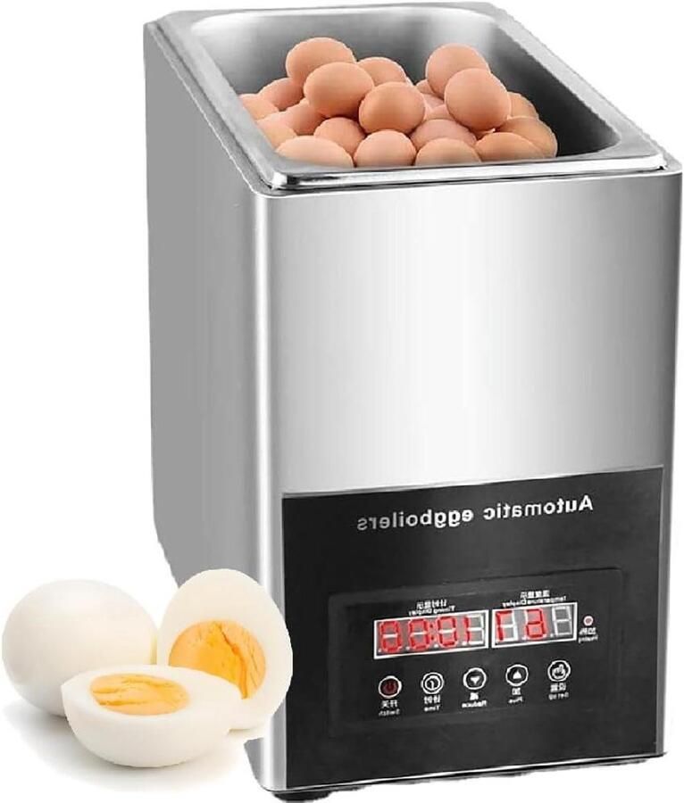 Eierkoker voor 50 eieren Grote hoeveelheden eieren koken Roestvrijstalen behuizing 9 L capaciteit Zilver