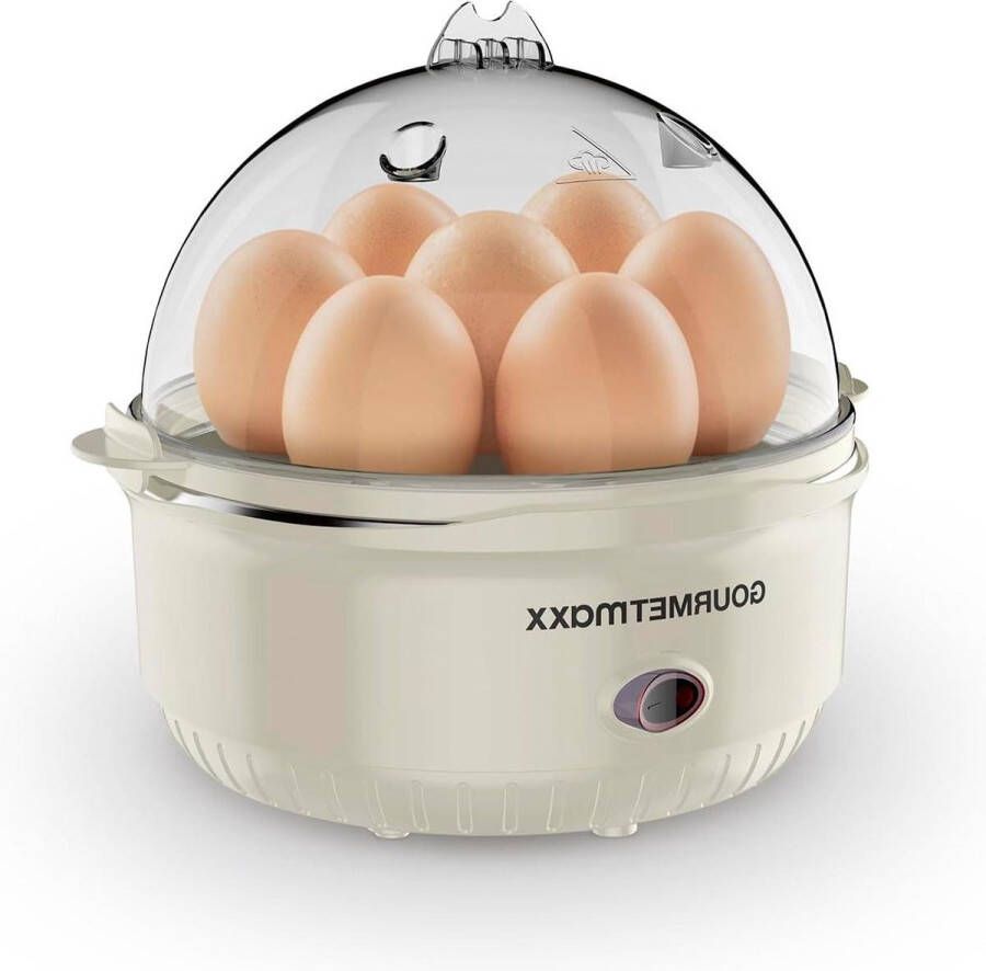 GOURMETmaxx Eierkoker voor 7 eieren stijlvol design intuïtieve bediening maatbeker en eierpick regelbaar waterniveau ideale hardheid vanille Eierkoker
