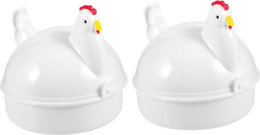 Eierkoker voor Magnetron Eierhouder Keukenaccessoire Ontbijt Maken Schattig Kip Ontwerp 15x14cm Geel