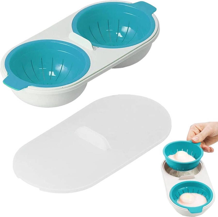Eierkoker voor perfecte gepocheerde eieren 2 kopjes ontwerp magnetronbestendig anti-aanbak eenvoudig en snel koken