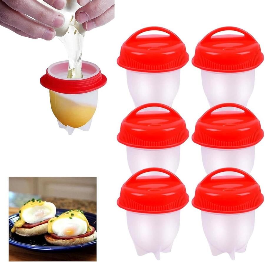 Eierkoker zonder schil 6 stuks silicone veilig en duurzaam koken van eieren ShopVlot