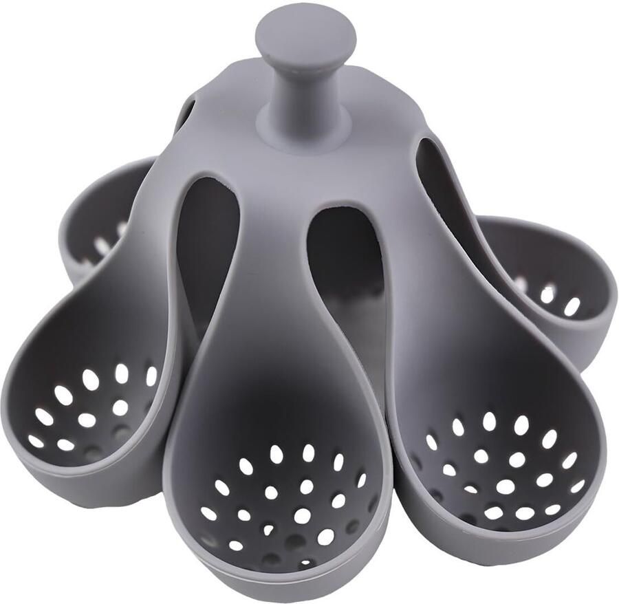 Eierkokerrek Siliconen eierkokerrek Vrijstaande eierkoker Eierkokerstandaard Eieren koken Met handvat Geschikt voor het maken van zachtgekookte eieren hardgekookte eieren in de keuken koelkast etc. Grijs