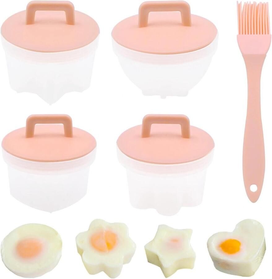 Eierkokerset Eierpocheerder Ontbijt Maken Niet Plakkerig 4 Stuks Roze