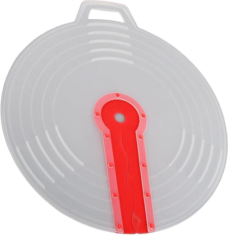 Eierkomdeksel Spatdeksel Keuken Koken Zonder Knoei Universele Pasvorm 31 cm Diameter Transparant Rood