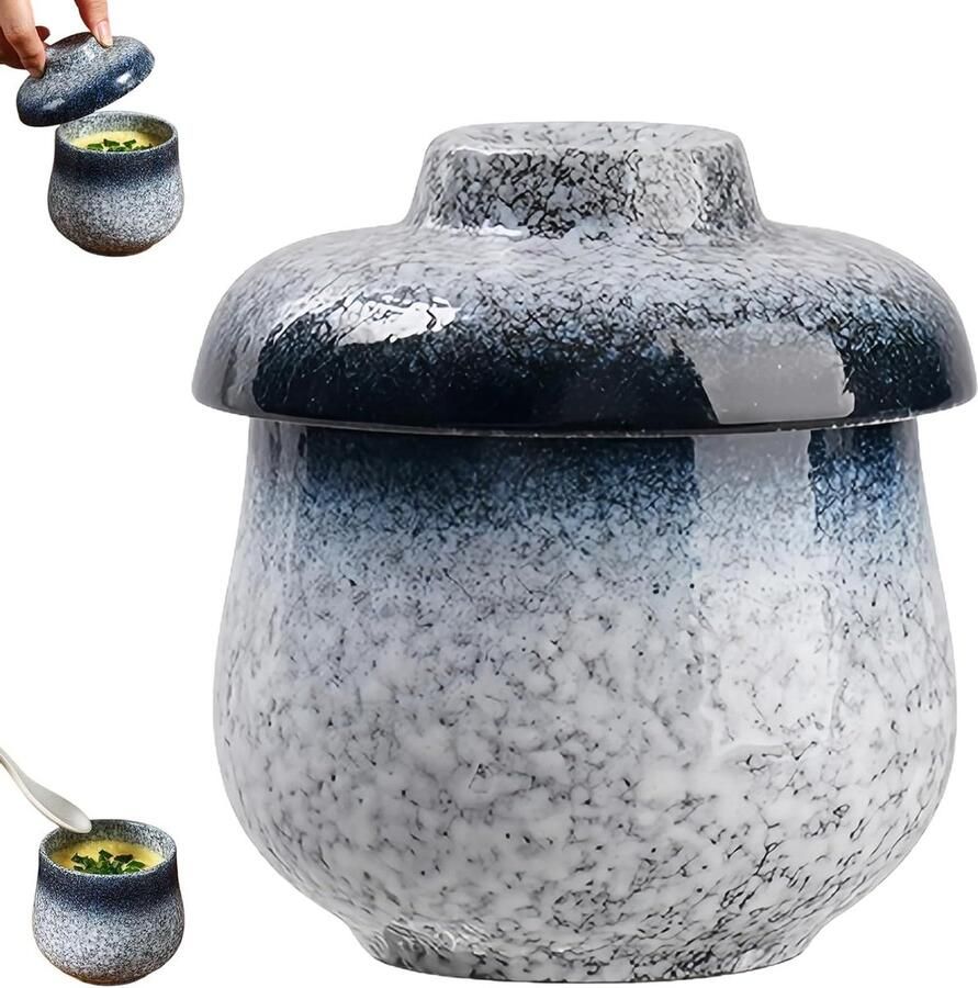 Eierkoppen Set Ei Kookers Ontbijt Maken Hittebestendig Keramiek 9 cm Diameter Donkerblauw