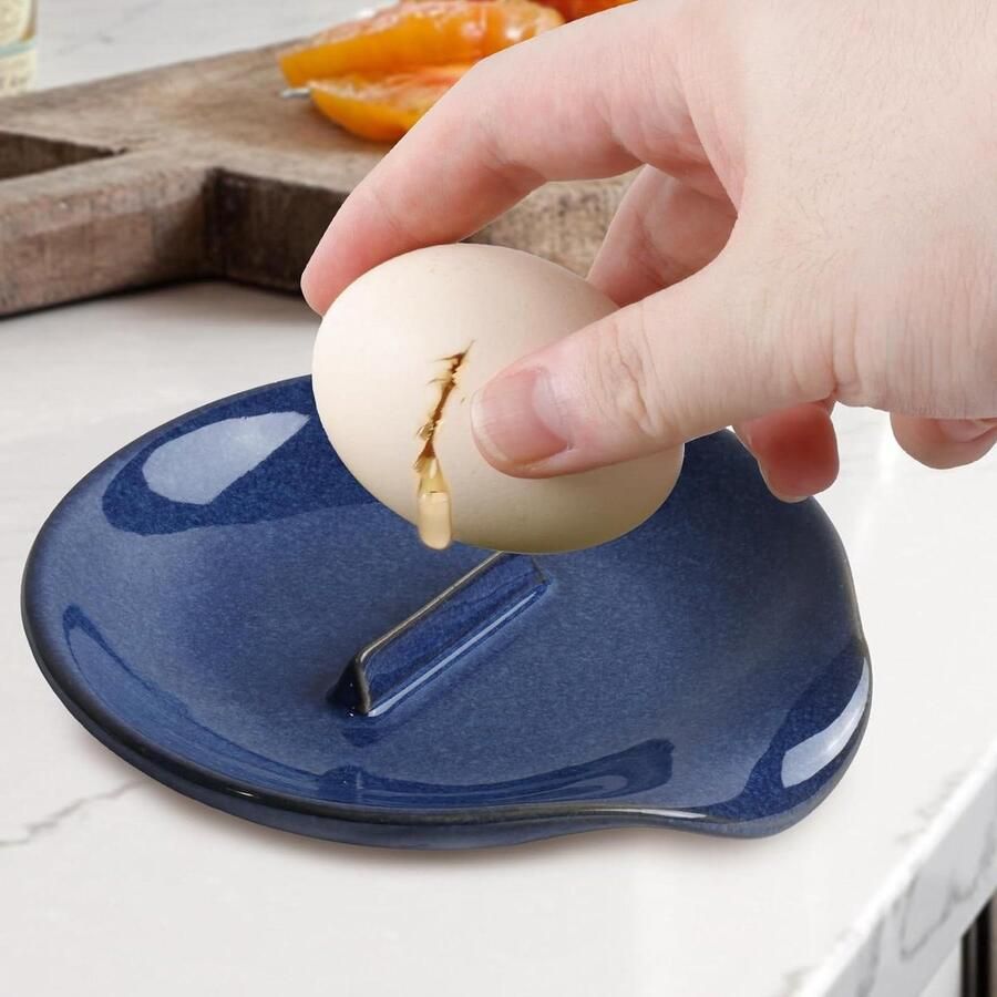 Eierkraker en lepelsteun Keukenaccessoire Koken en bakken Hittebestendig keramiek 127 x 127 cm Blauw