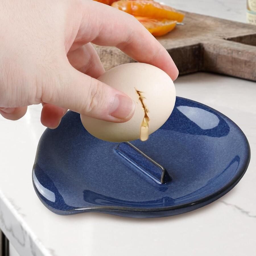Eierkraker Lepelhouder Keuken Accessoire Koken en Bakken Keramiek Hittebestendig 12.7 x 12.7 cm Blauw