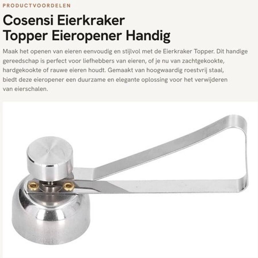 Eierkraker RVS Eieropener Eierschaalverwijderaar Zilver 9 5x3 6x3 2cm Lichtgewicht 57g Eierscheider