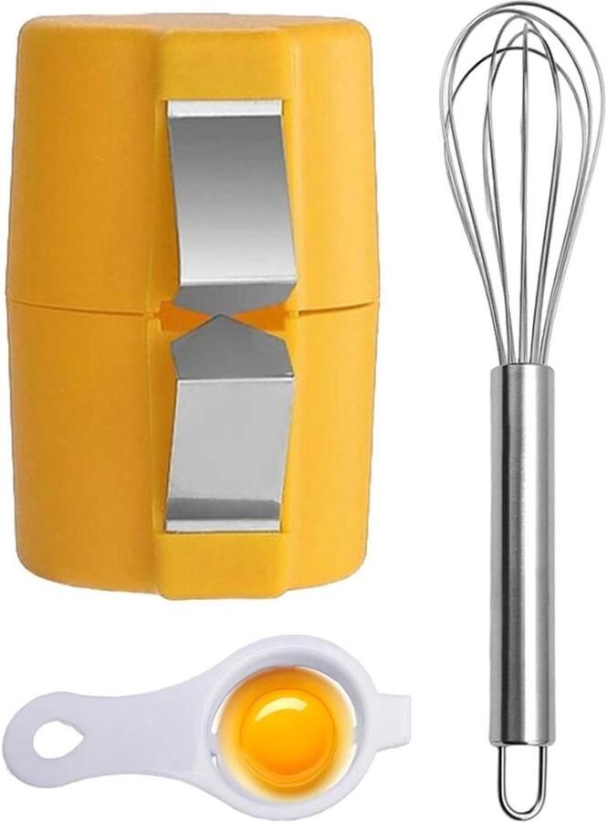 Eierkraker Set Keukengereedschap Bakken en koken Arbeidsbesparend ontwerp 16.4x10.6x1.9cm Geel