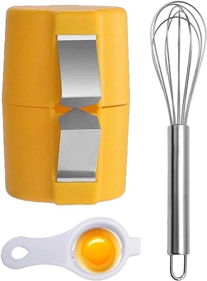 Eierkrakerset Keukengereedschap Voor bakken en koken Arbeidsbesparend ontwerp 16.4 x 10.6 x 1.9 cm Geel