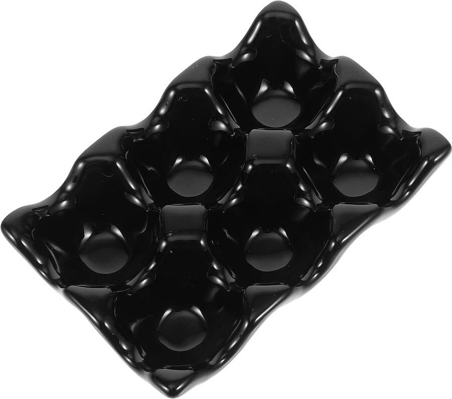 Eierlade Keramiek Eierhouder Serveerschaal Koelkast Organisatie Decoratieve Serveerfunctie 14.5cm x 30cm Zwart