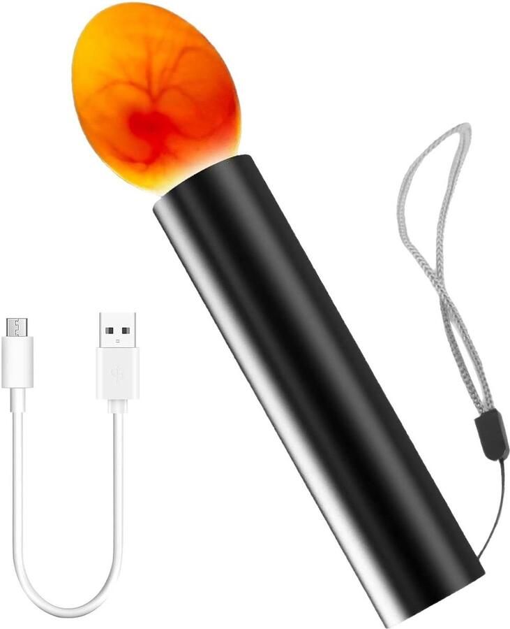 Eierlamp LED Tester Lamp Eieren Controleren Met Oplader 10x10x2 cm Zwart