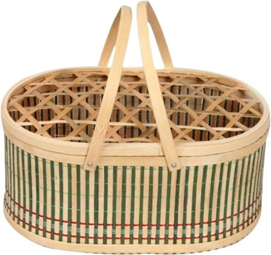 Eiermand Bamboemand Opslag Eieren Verzamelen Handgemaakt Met Deksel 30x20x16cm Natuurlijk