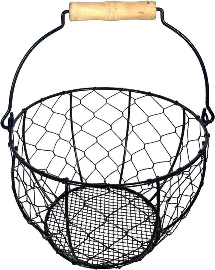 Eiermand Draad Keukenmand Opbergmand Eieren Verzamelen Ademend Mesh Ontwerp 14x22x14 cm Zwart